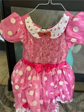 Minnie Mouse Pink Polka Dot Girls' Costume Dress with Bow